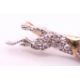 A diamond set unmarked gold racehorse brooch, possibly the horse ''Warmspun''. 3.5 cm long. 4. - Image 4 of 7