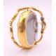 A 19th century unmarked 9 ct gold reversible mourning brooch. 6 cm high. - Image 3 of 5