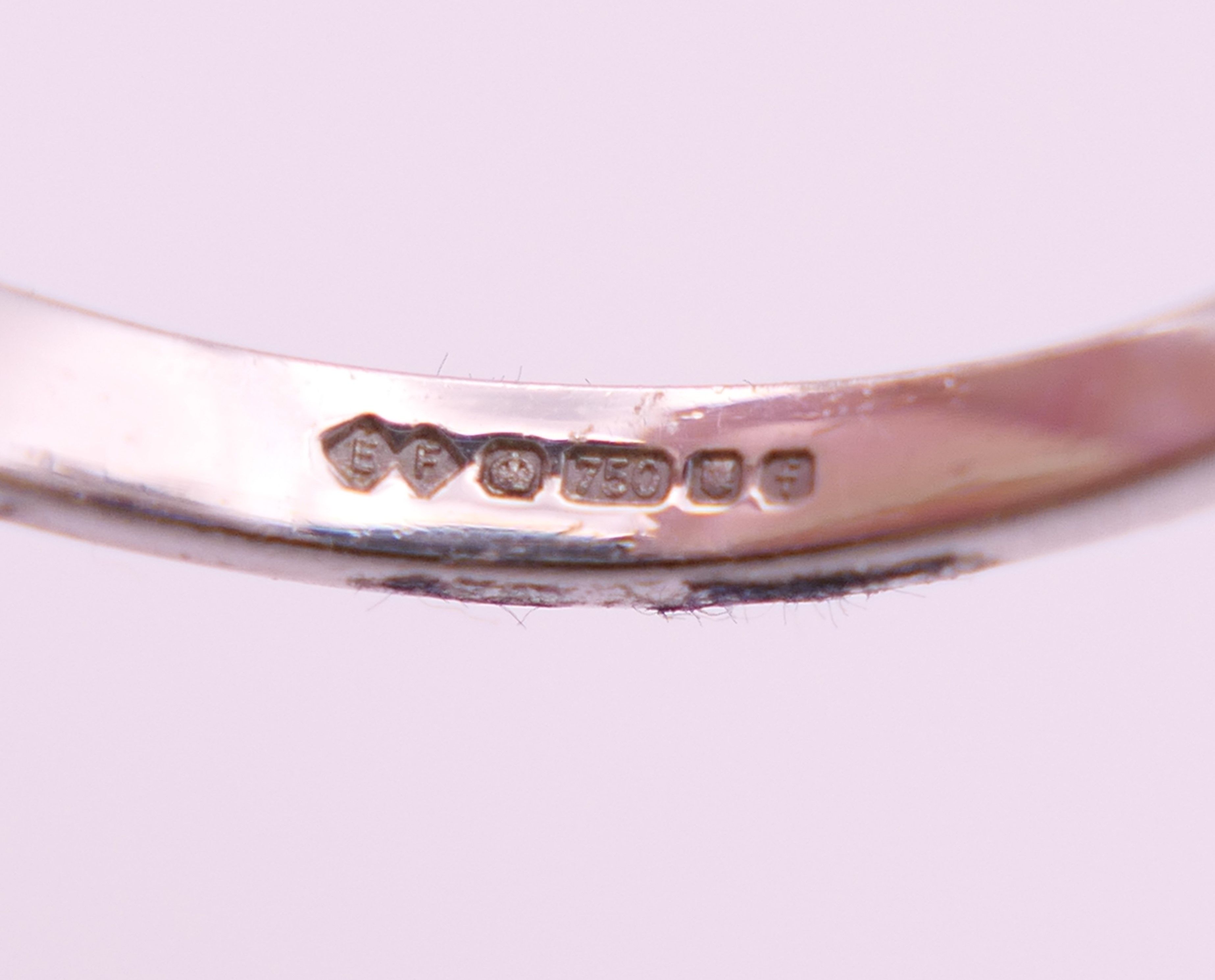 An 18 ct white gold sapphire and diamond ring. The sapphire approximately 1 carat. Ring size N. - Image 8 of 8