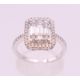 An 18 ct white gold ring with 5 baguette cut diamonds surrounded by numerous brilliant cut diamonds. - Image 3 of 8