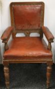 A Victorian leather upholstered desk chair. 56 cm wide.