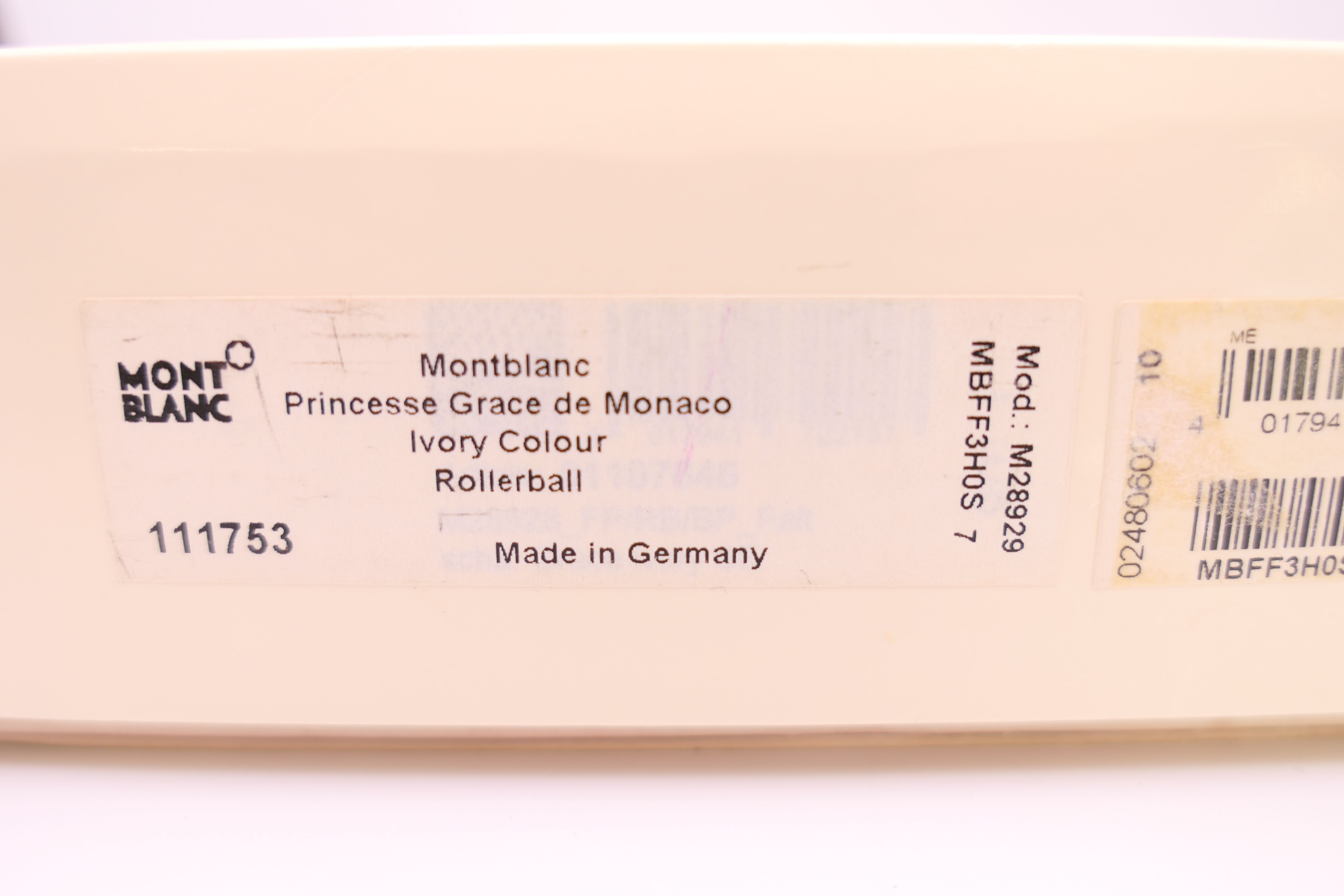 A Montblanc/Mont Blanc Princess Grace de Monaco ivory coloured rollerball pen, boxed with papers. - Image 20 of 21
