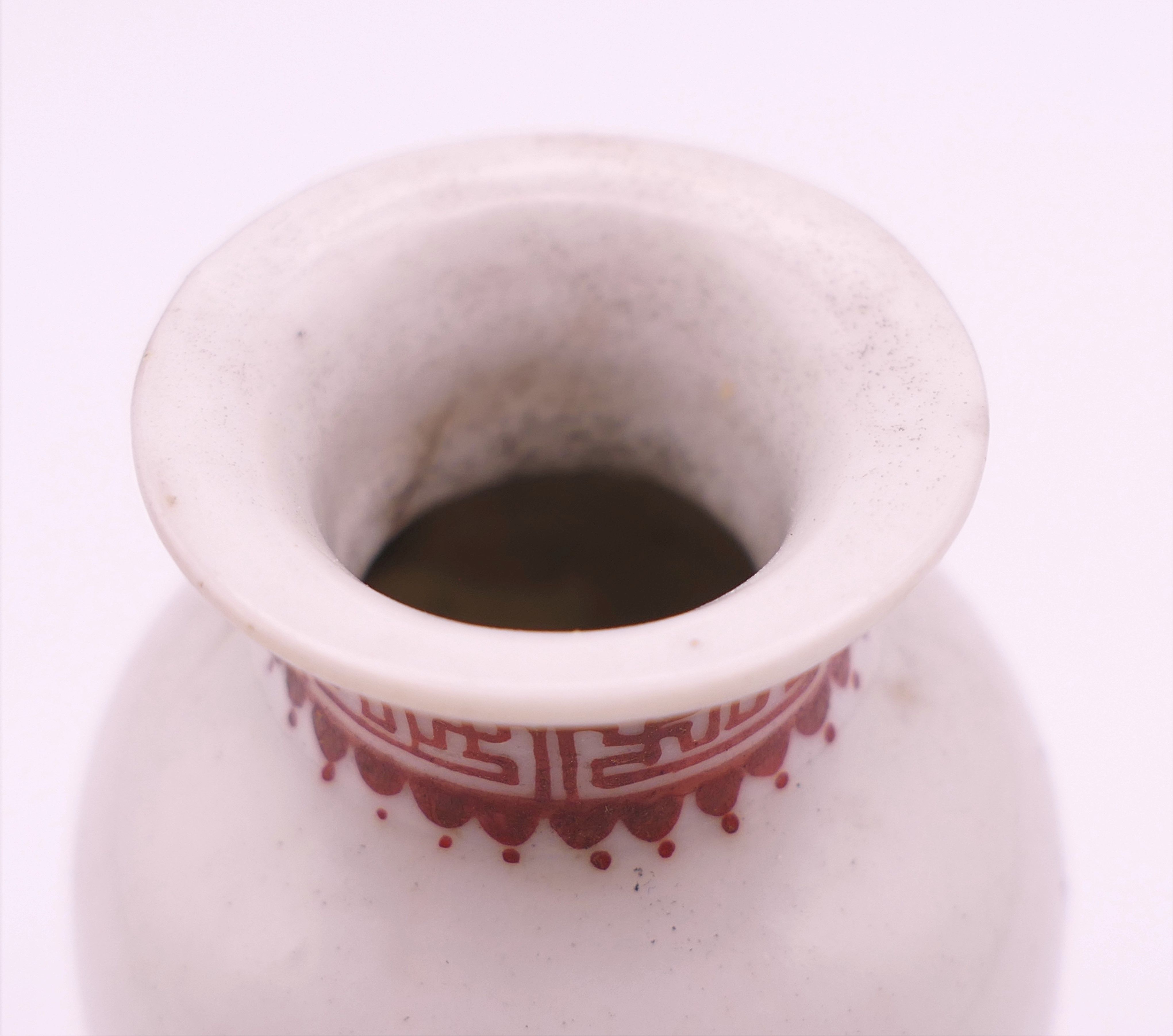 Three Chinese miniature vases. Tallest two each 8.5 cm high. - Image 7 of 19