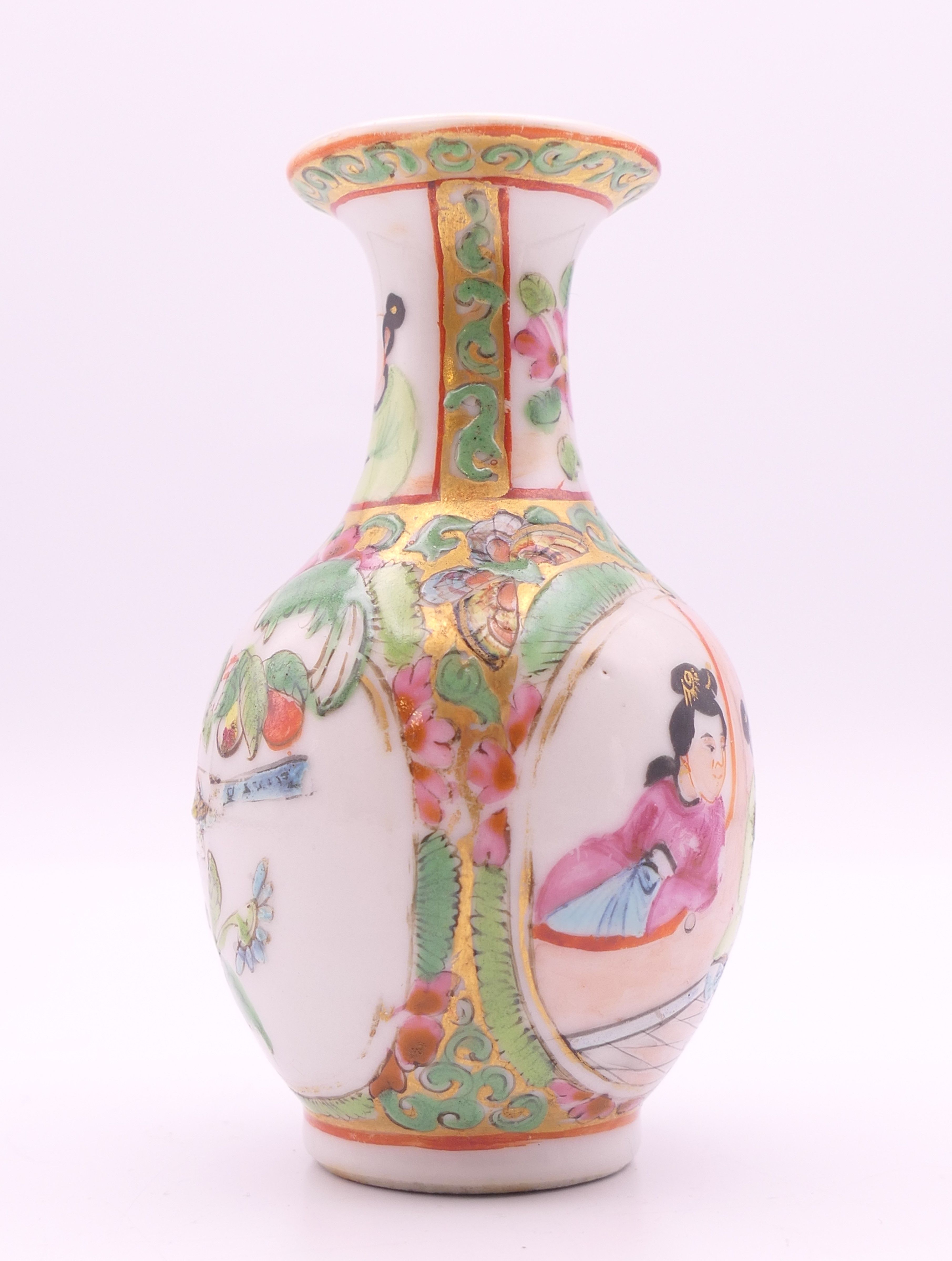 Three Chinese miniature vases. Tallest two each 8.5 cm high. - Image 11 of 19