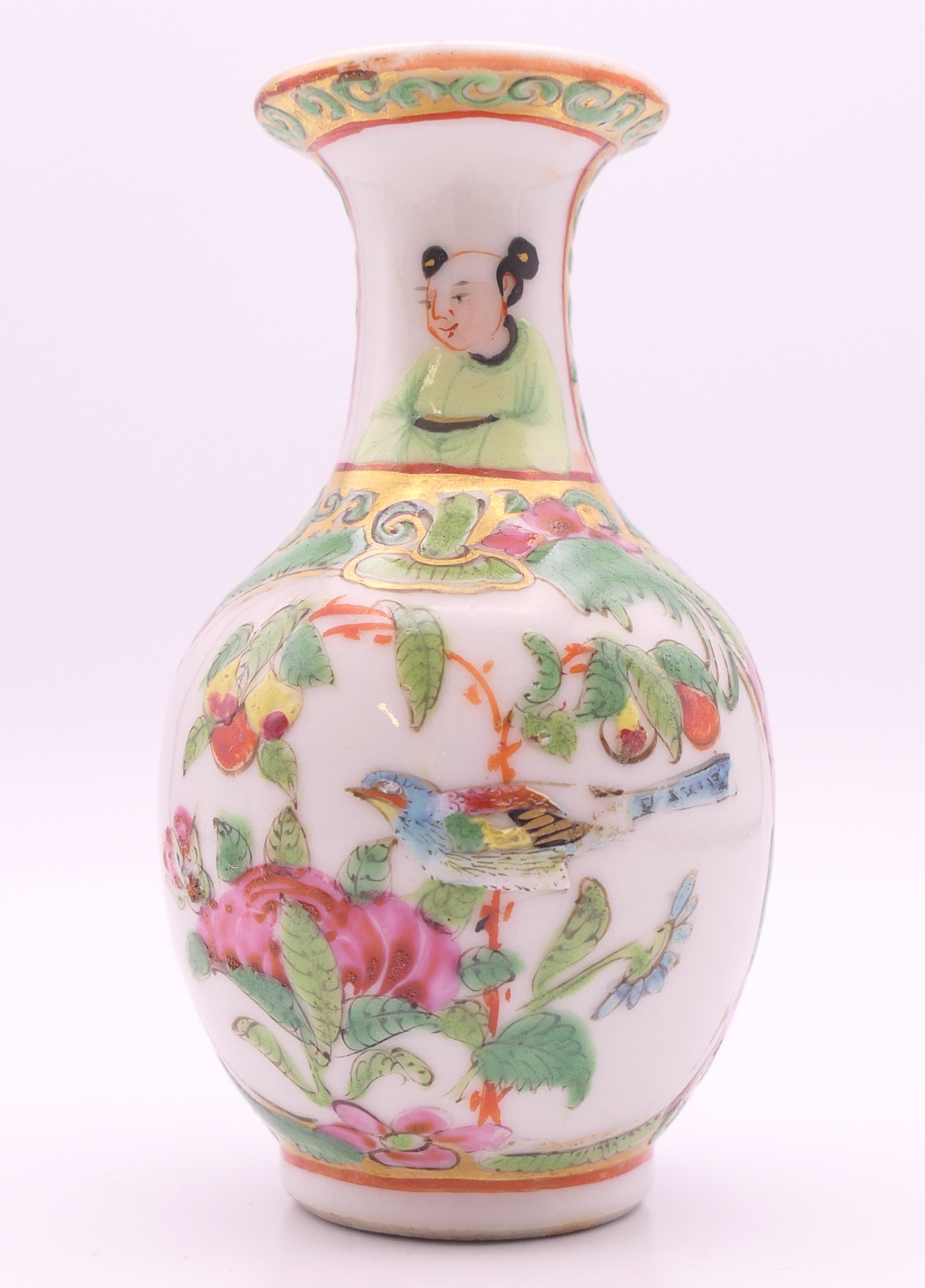 Three Chinese miniature vases. Tallest two each 8.5 cm high. - Image 10 of 19