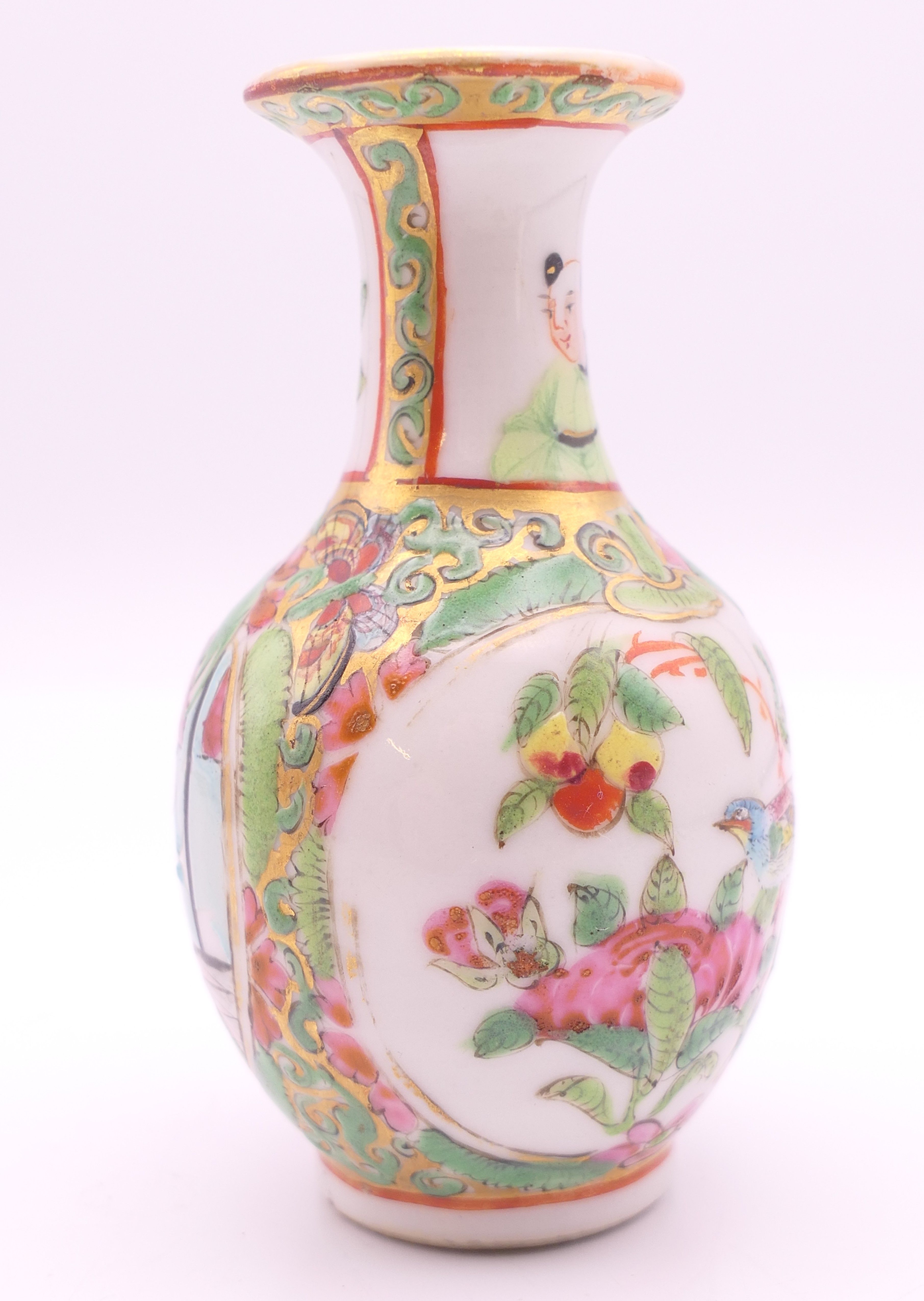 Three Chinese miniature vases. Tallest two each 8.5 cm high. - Image 9 of 19