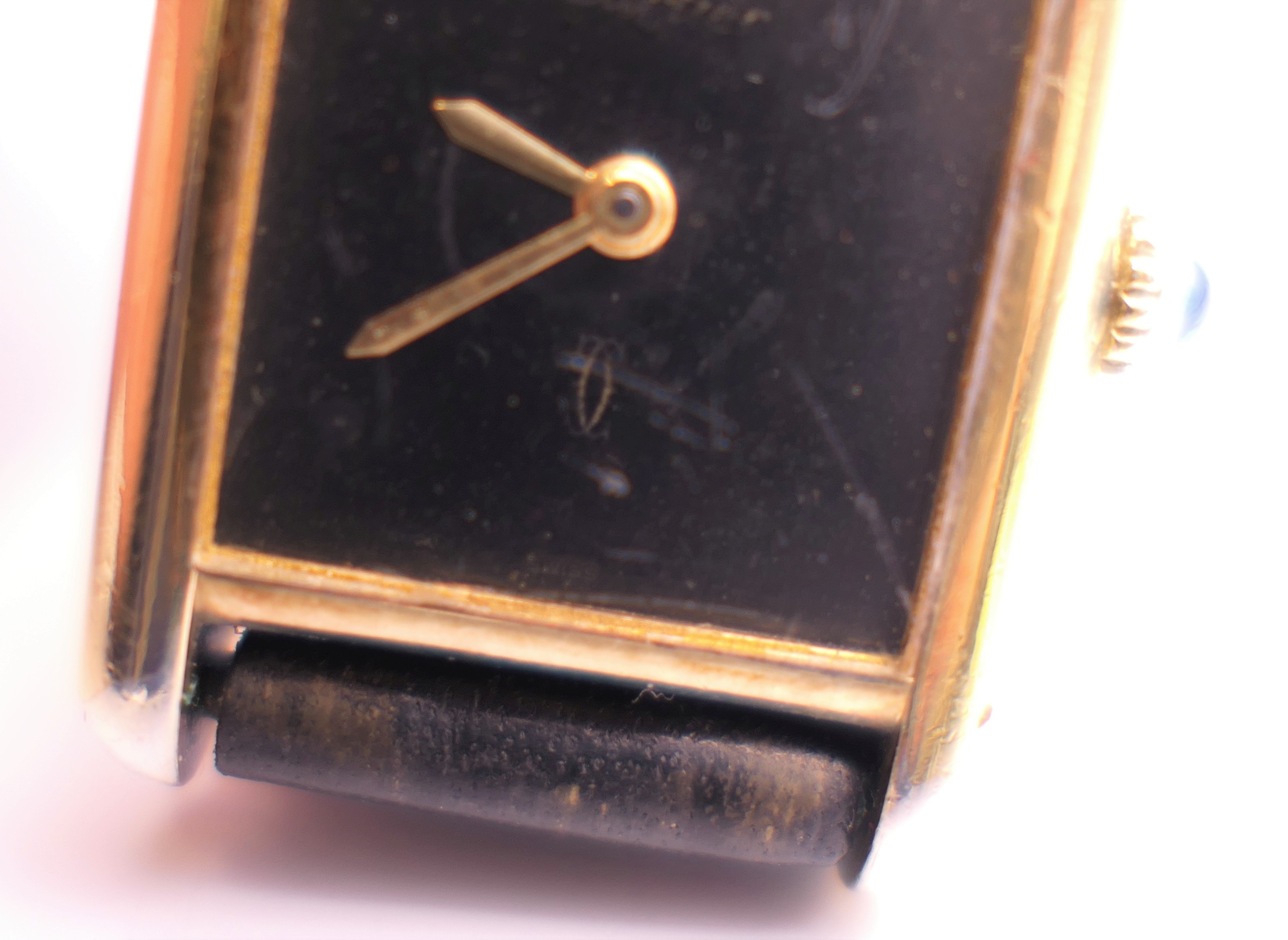 A Cartier ladies silver gilt wristwatch. 2.25 cm wide. - Image 4 of 9