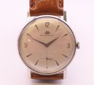 A Movado stainless steel mechanical wristwatch, ref 870,