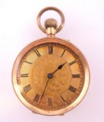 A ladies gold fob watch. 3.25 cm diameter. 25 grammes total weight.