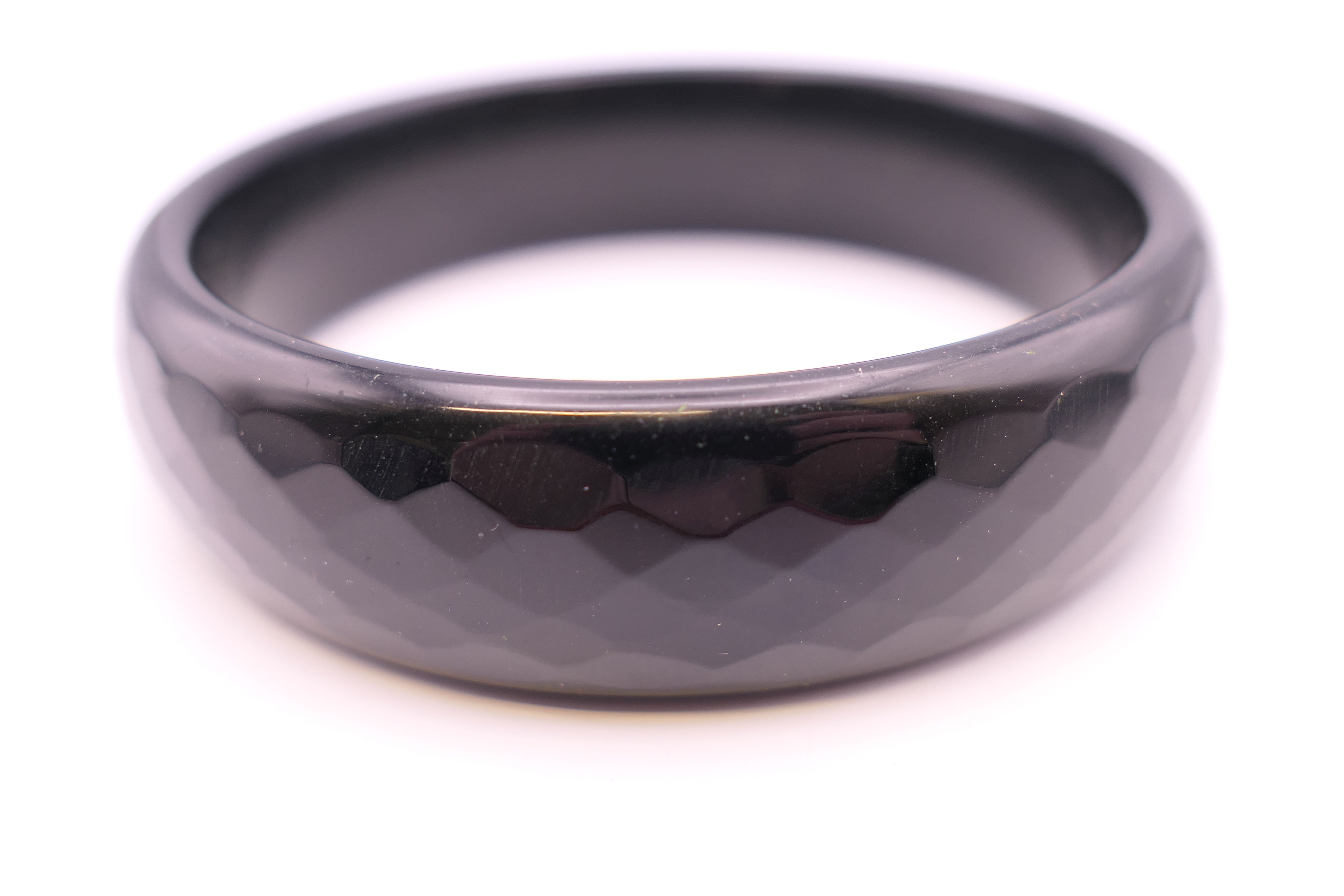 Three various bangles. Black and rust coloured bangles 6 cm internal diameter, red bangle 5. - Image 3 of 3