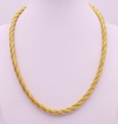 An 18 ct gold rope twist chain. 45 cm long. 54.1 grammes.
