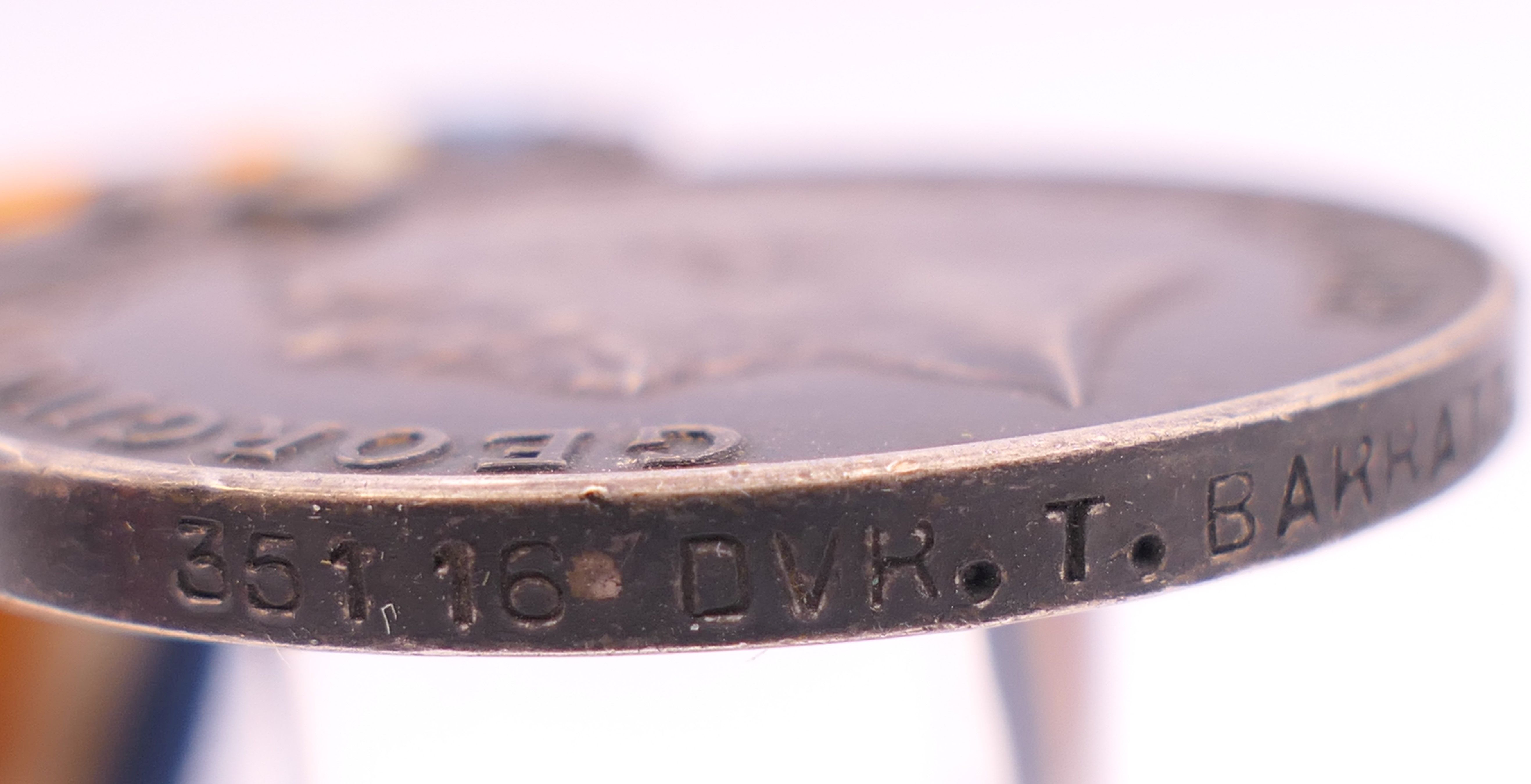 A trio of first world war medals awarded to 35116 DVR T BARRATT RA. - Image 14 of 15