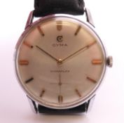 A CYMA stainless steel Cymaflex mechanical wristwatch, ref 6022, circa 1950s,