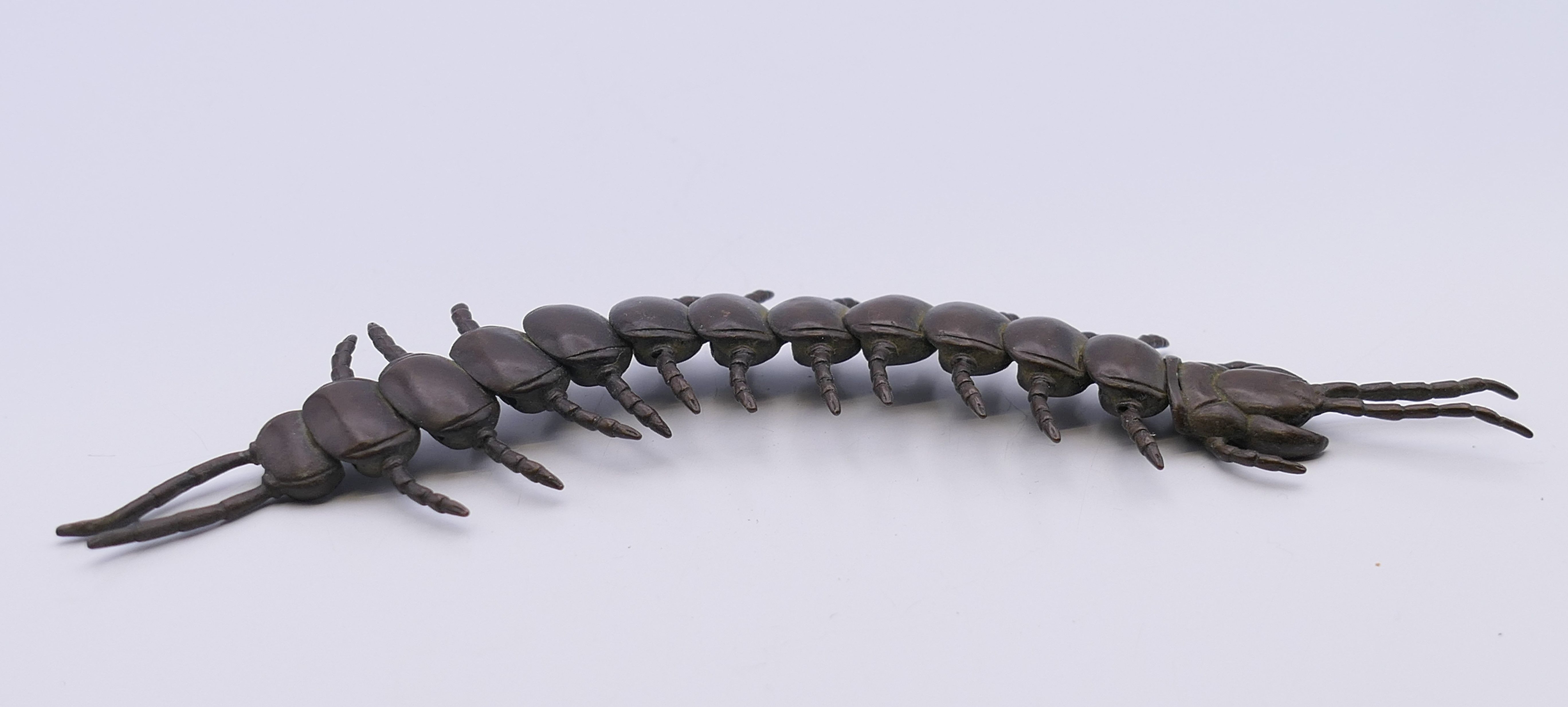An articulated bronze model of a centipede. 16 cm long. - Image 2 of 3