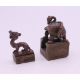 A small bronze double seal formed as tortoise and dragon. 3 cm high. - Image 2 of 4