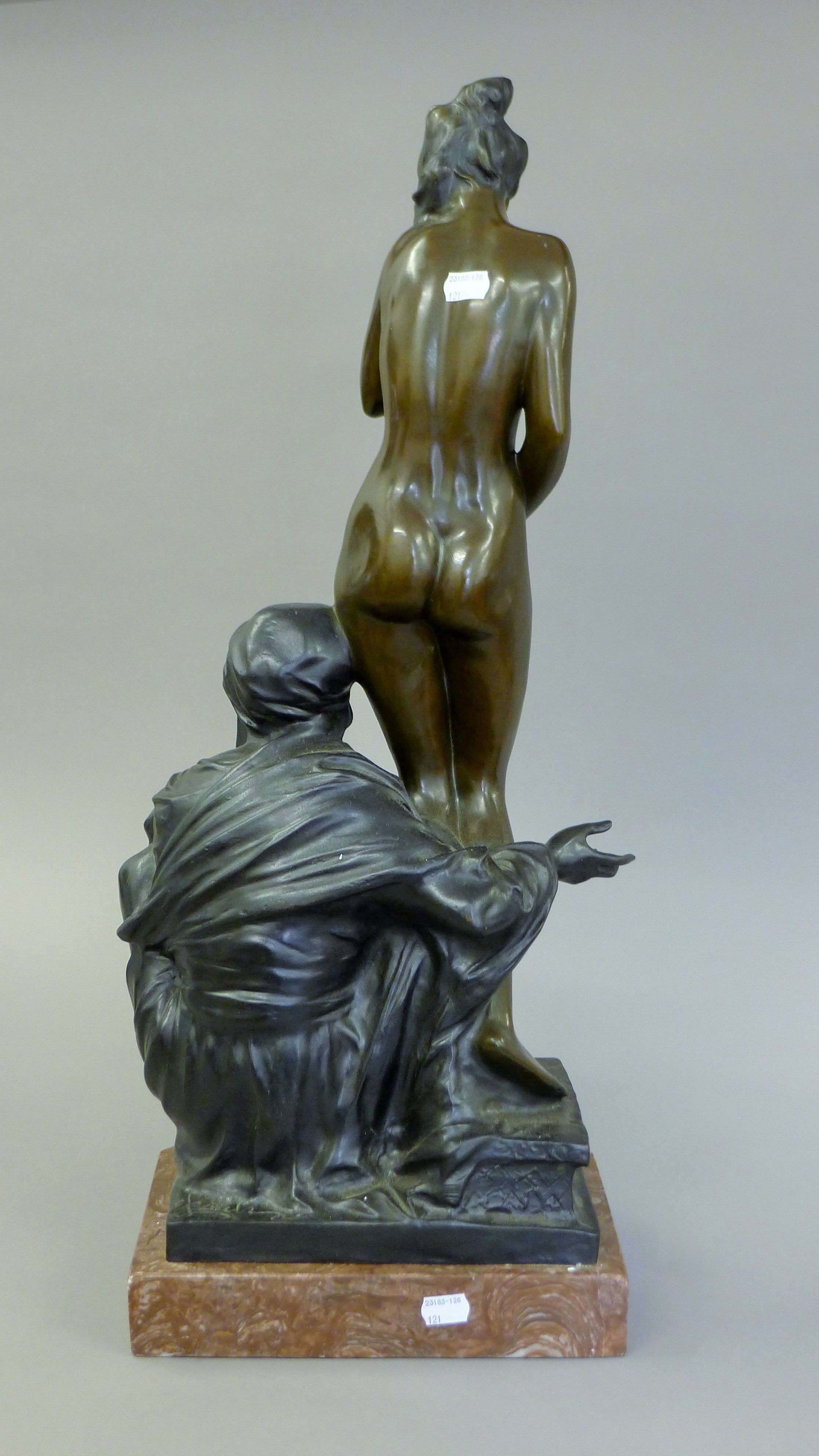 A bronze model of an Arab and a nude woman. 69 cm high. - Image 6 of 6