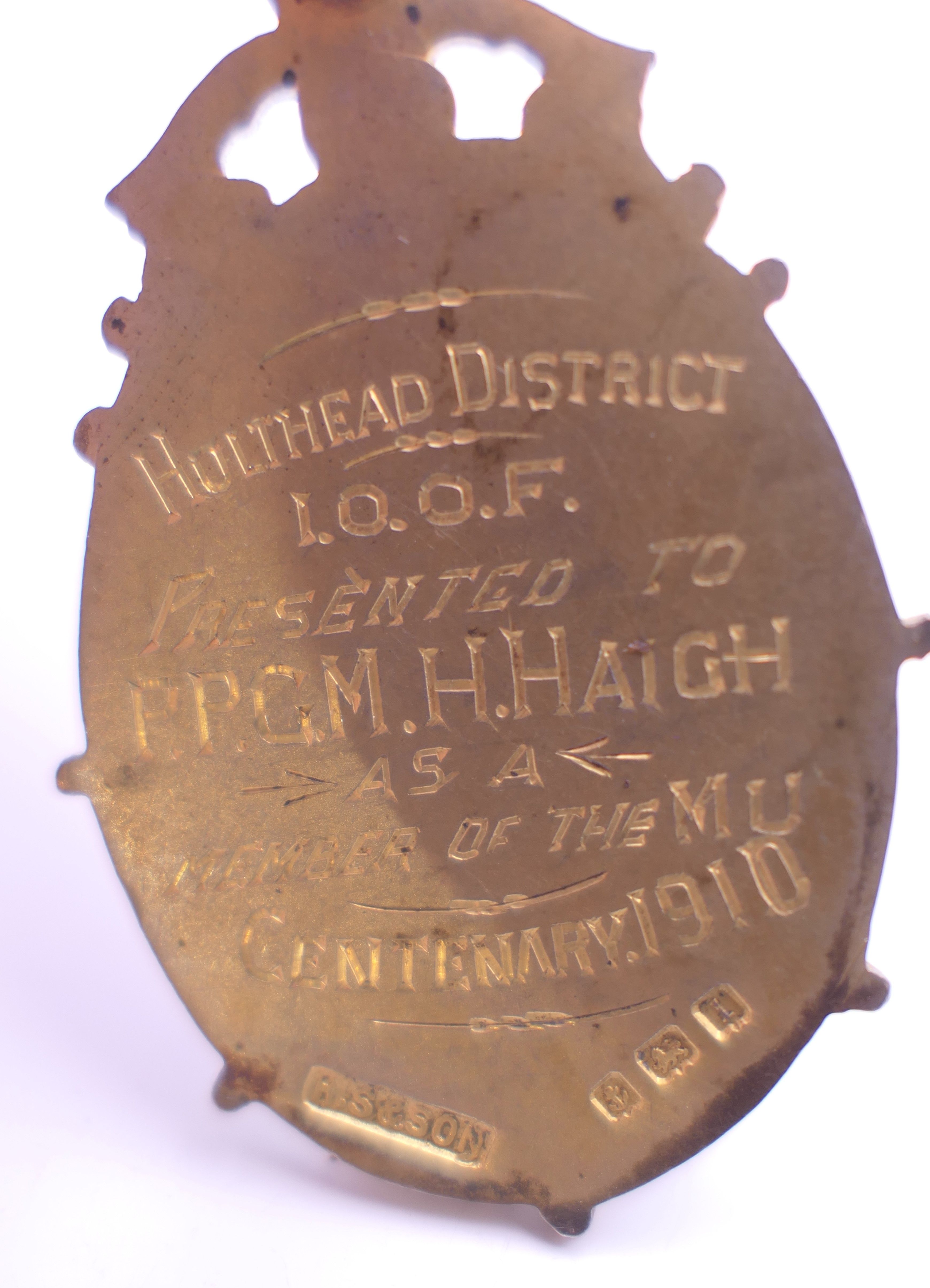 A boxed silver gilt and enamel Independent Order of Oddfellows Manchester Unity medal. - Image 7 of 11