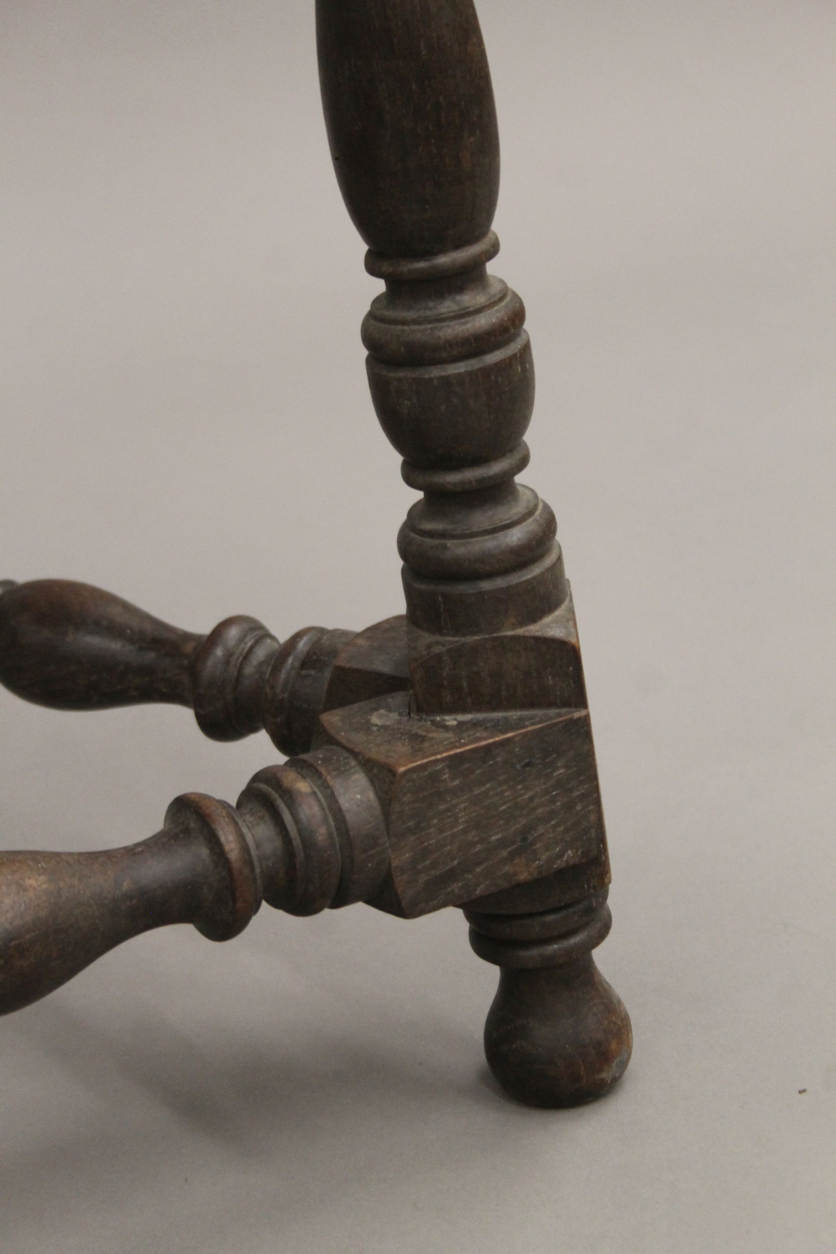 A Victorian carved oak triple drop leaf table. 59 cm wide. - Image 6 of 6