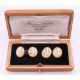 A vintage pair of Masonic rose gold backed cufflinks, boxed. 6.2 grammes total weight. - Image 1 of 5