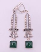 A pair of Art Deco style earrings. 4.5 cm high.