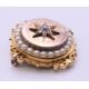 A Victorian unmarked gold seed pearl and diamond set pendant/brooch. 3.5 cm diameter. 13. - Image 2 of 6