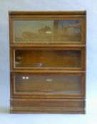 A Globe Wernicke oak three-tier bookcase. 86 cm wide.