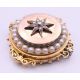 A Victorian unmarked gold seed pearl and diamond set pendant/brooch. 3.5 cm diameter. 13. - Image 5 of 6