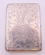 A Victorian silver card case with leaf trace pattern, Birmingham 1848. 7.5 cm wide x 10 cm high.