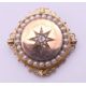 A Victorian unmarked gold seed pearl and diamond set pendant/brooch. 3.5 cm diameter. 13. - Image 1 of 6
