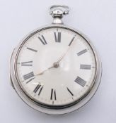 A W Tanner Watchmaker silver pair cased pocket watch, hallmarked Chester 1876, serial number 172.