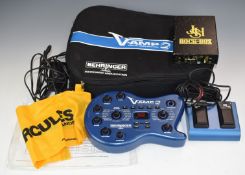 JHS Rock-box model RBX-2 1980s headphone amplifier, together with Behringer V-AMP 2 effects