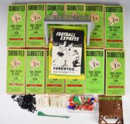 A collection of 1970's Subbuteo teams with scorecard, logbook, charts and spares.