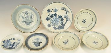 Chinese 19thC porcelain from the Tek Sing shipwreck comprising seven pedestal dishes with various