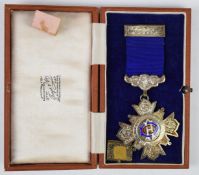 1923 hallmarked silver RAOB Buffs medal, in original box, weight of medal 24g all in