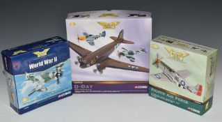 Three Corgi The Aviation Archive 1:144 and 1:72 scale diecast aircraft to include D-Day 60th