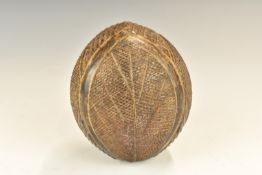 Oceanic 19th / 20thC carved coconut flask, maximum diameter 10.5cm