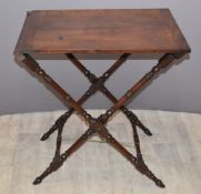 19thC mahogany folding campaign table, W69 x D52 x H74cm