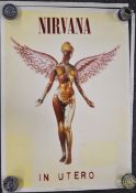 Three 1994 Nirvana posters comprising In Utero album, 'Bleach era' poster and 'In Utero' band