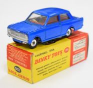 Dinky Toys diecast model Vauxhall Viva with blue body and red interior, 136, in original box.