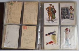 Approximately 45 Dudley Buxton humorous postcards including military, motoring, children and seaside