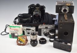 Collectable cameras, lenses and accessories to include Yashica FX-3 35mm SLR with 50mm 1:1.9 and