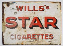 Wills's Star Cigarettes double sided vintage enamel advertising sign, 30.5 x 42cm