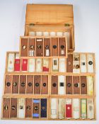Case of approximately 42 late 19th or early 20thC microscope slides to include moth eggs, locust