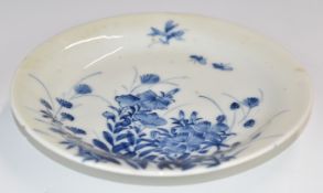 Chinese 19thC blue and white dish with six character mark to base, diameter 16cm