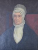 19thC oil on canvas portrait of a lady, believed to be Mary Crabtree, 57 x 43cm, in period gilt