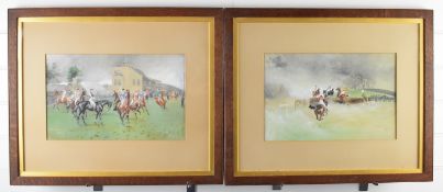 Pair of horseracing watercolour and gouache studies, both signed possibly W Bell and titled, one '