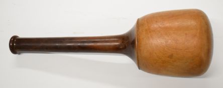 Lignum vitae or similar stonemason's mallet, length 35cm