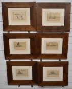 George Charles Haite (1855-1924) six pencil sketches of boats at Greenwich, London, many signed