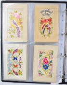 Seventy three WW1 embroidered silk postcards including regimental badges, year dates, sentimental,