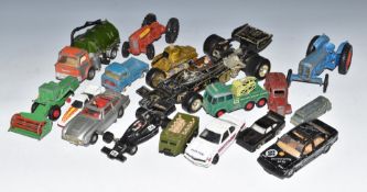 Seventeen Corgi, Dinky, Matchbox and similar diecast model vehicles including James Bond Aston
